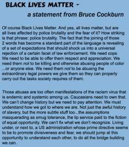 Black Lives Matter - a statement by Bruce Cockburn
